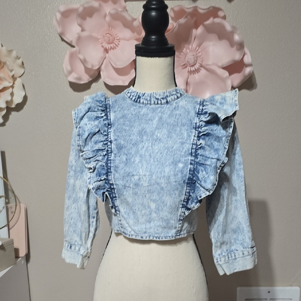 Denim Ruffle Women's Top
